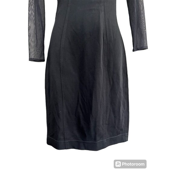 Vtg J Harris Bodycon‎ Dress XS Black Sheer Mesh Back Cutouts Y2K Goth Glam Party - Picture 6 of 10